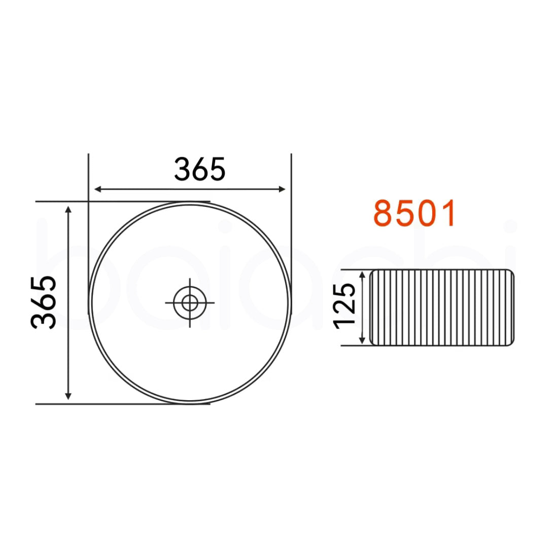 Baiachi 365mm Ceramic Above Counter Fluted Basin Matte White