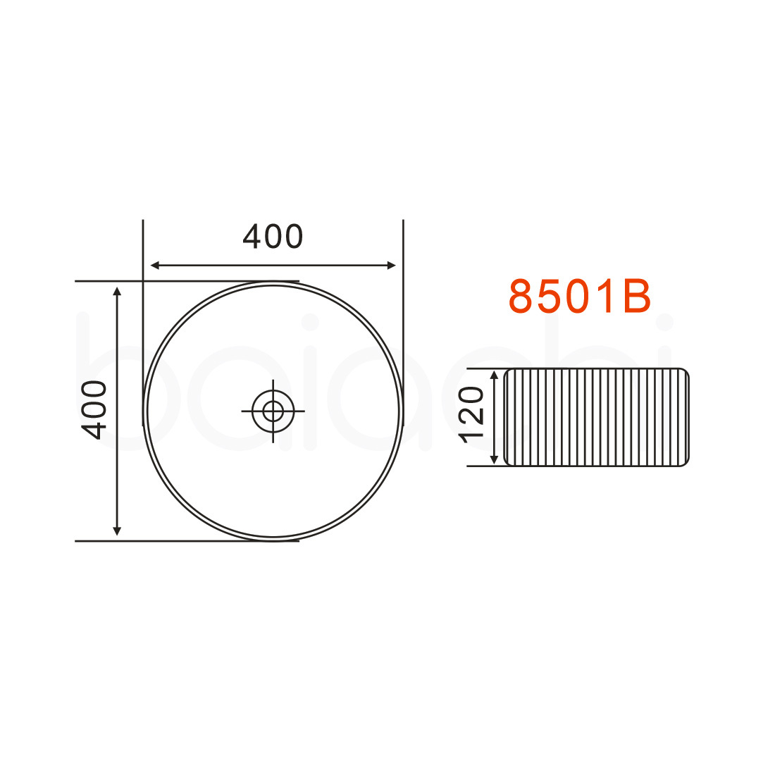 Baiachi 400mm Ceramic Above Counter Fluted Basin Matte Ivory