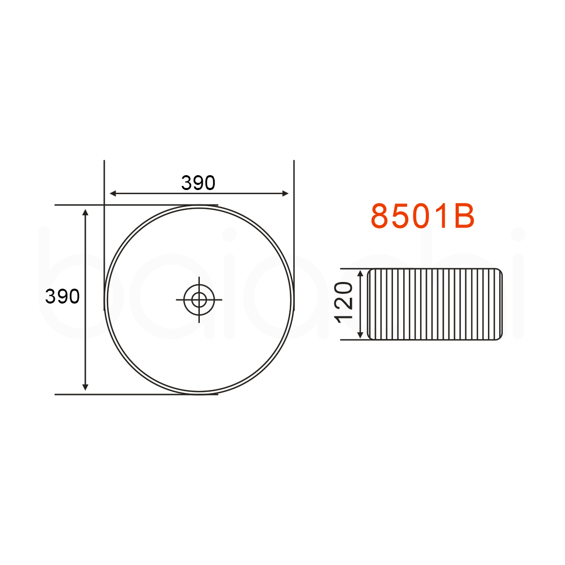 Baiachi 390mm Ceramic Above Counter Fluted Basin Matte White