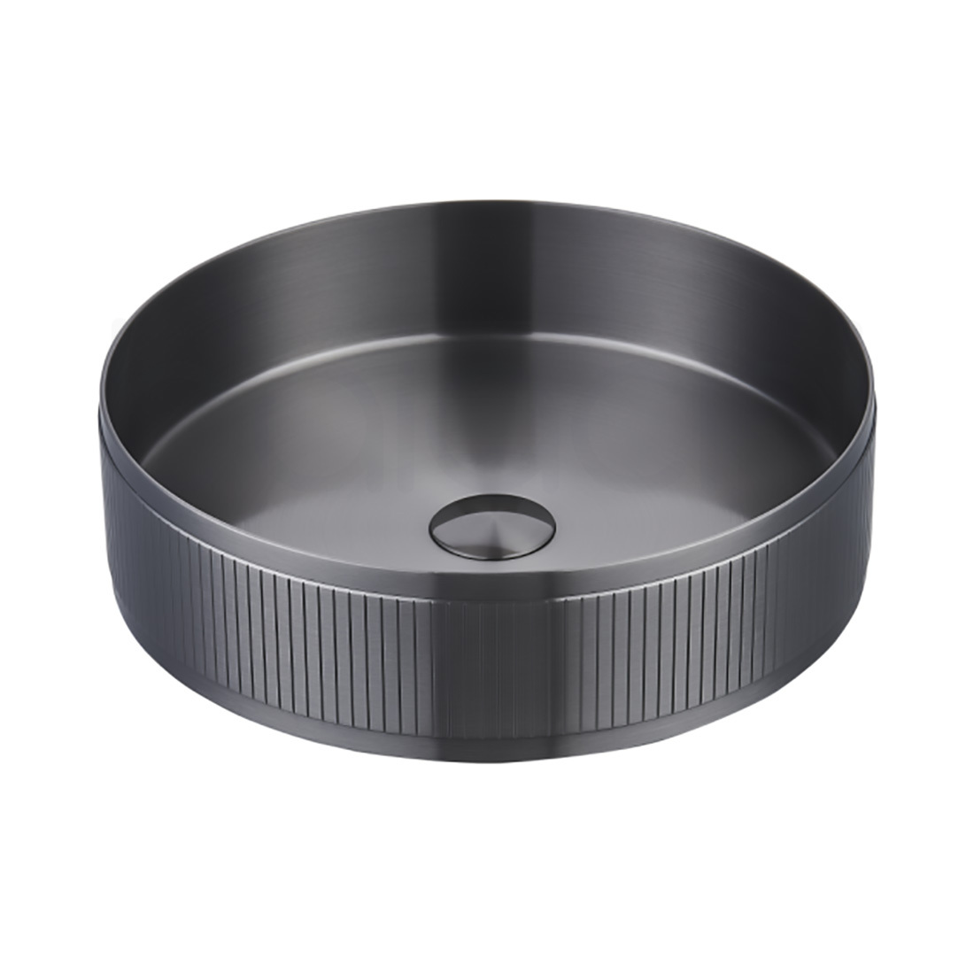 Baiachi 400mm Stainless Steel Above Counter Gun Metal Fluted Basin