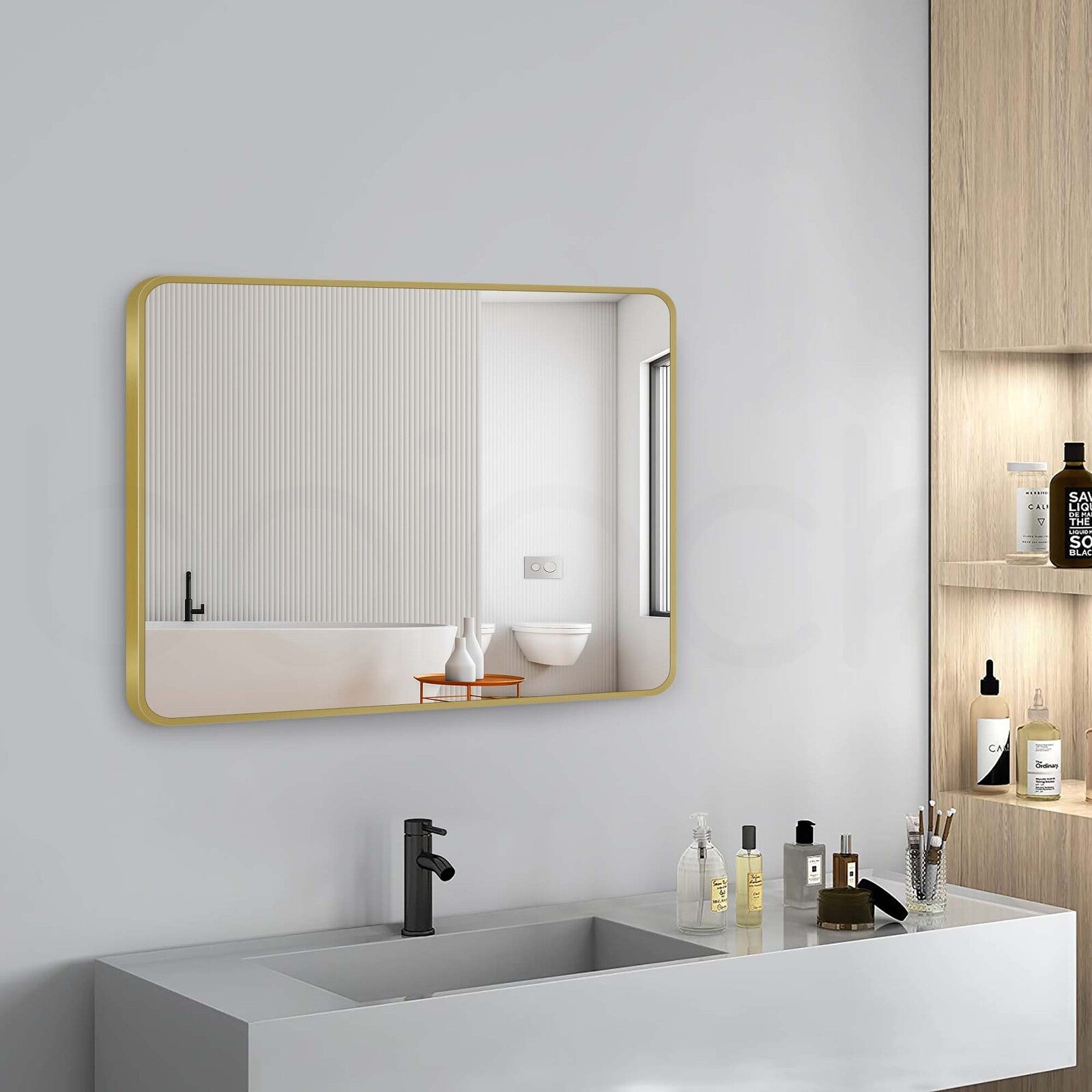 Baiachi Eden Rectangle 900mmx750mm Frame Mirror Brushed Gold