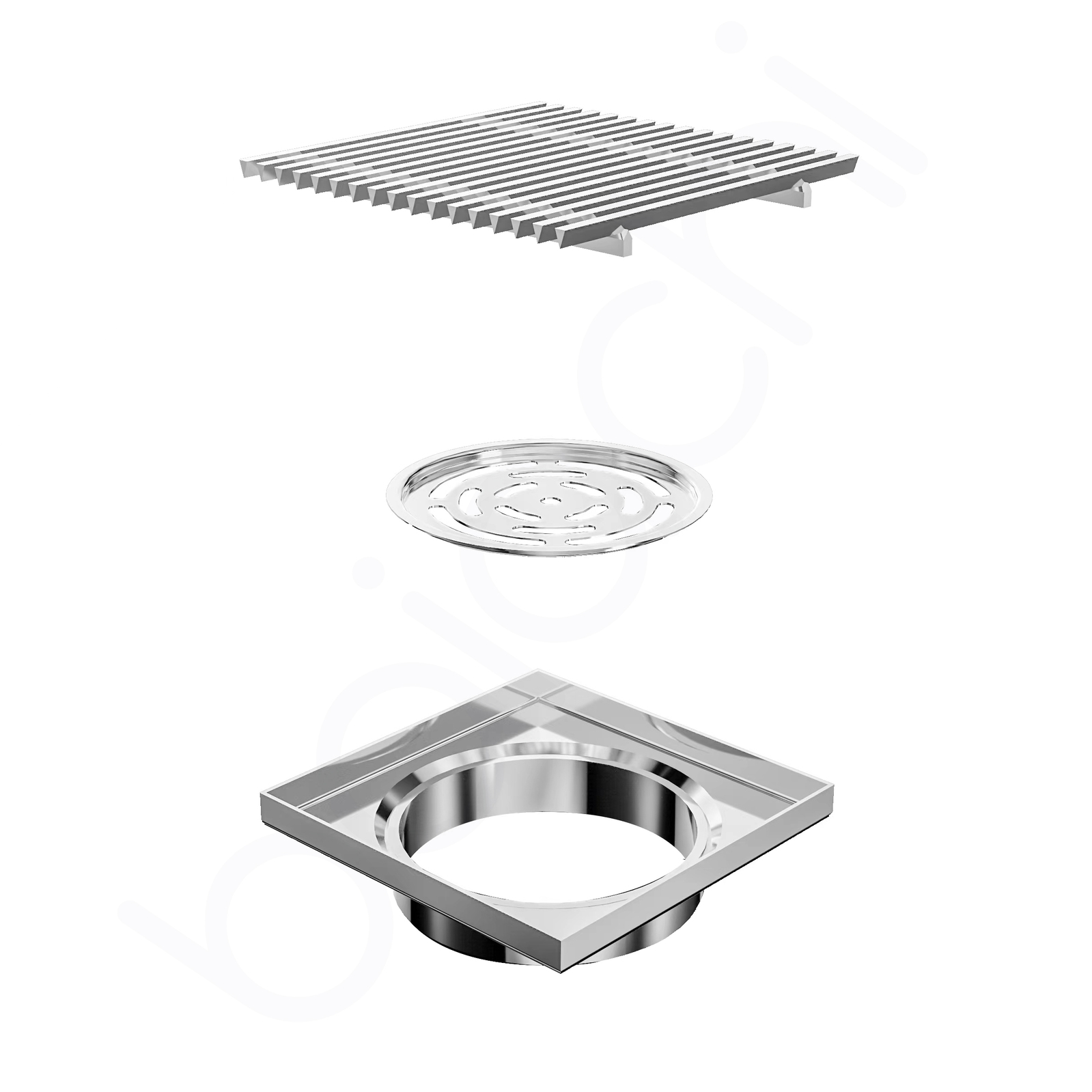 Baiachi 115mm Square Heelguard Floor Waste Stainless Steel