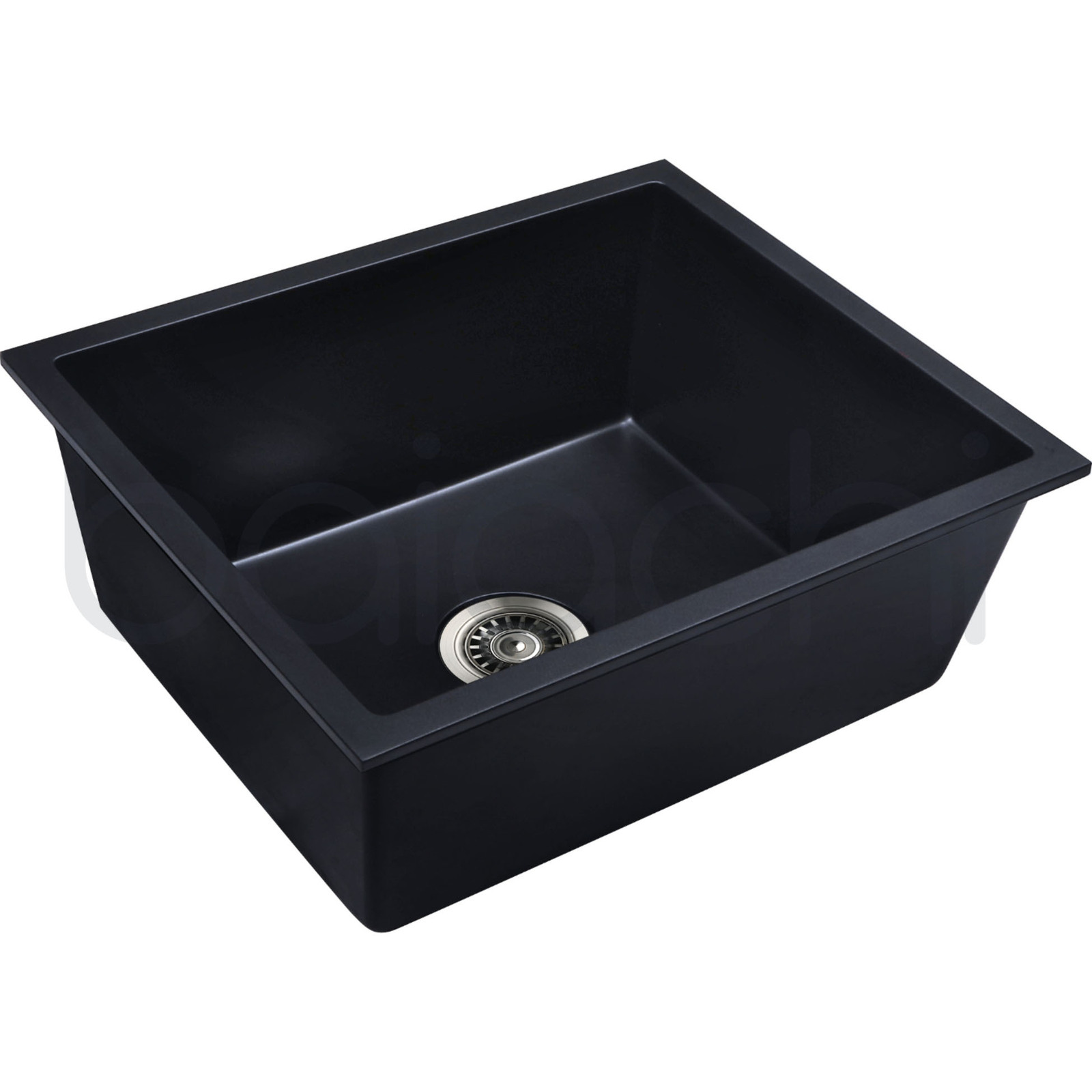 Baiachi Single Bowl Granite Kitchen Sink Black with Black Waste