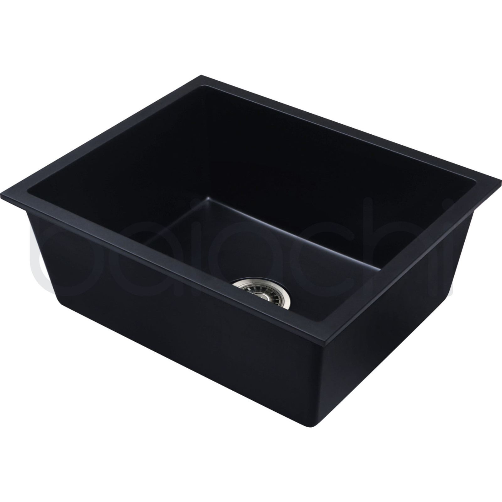 Baiachi Single Bowl Granite Kitchen Sink Black with Black Waste