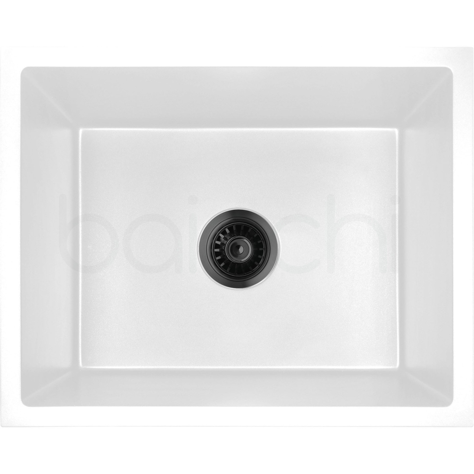 Baiachi Single Bowl Granite Kitchen Sink White with Black Waste