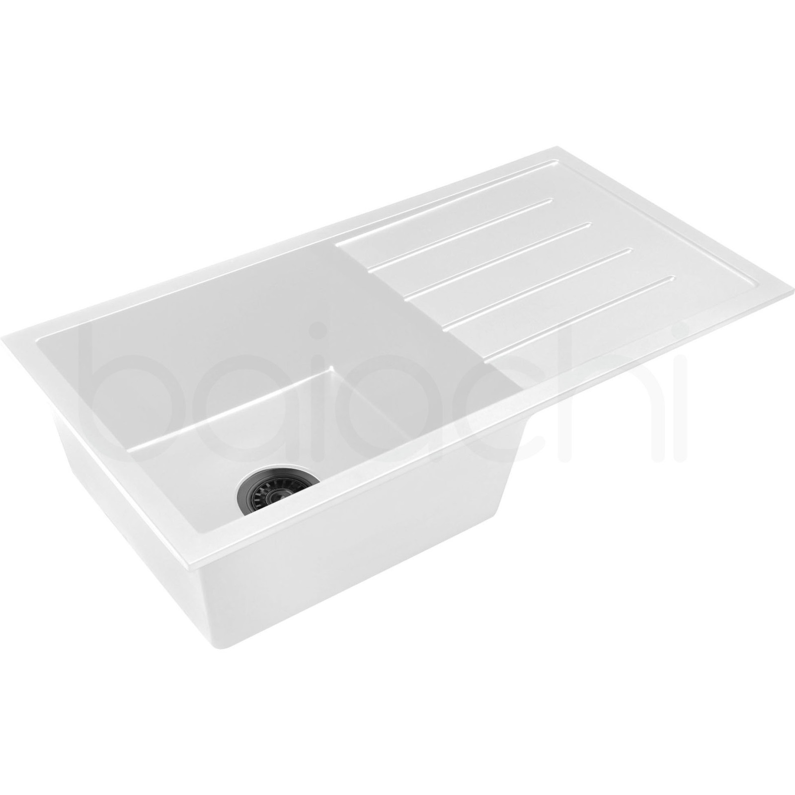 Baiachi Single Bowl and Drainer Granite Kitchen Sink White