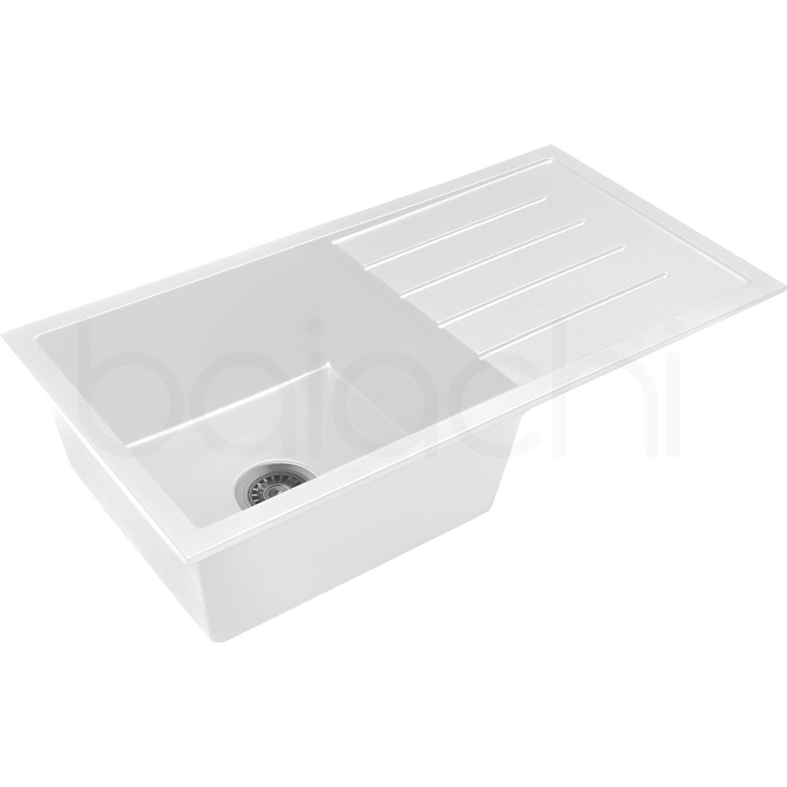 Baiachi Single Bowl and Drainer Granite Kitchen Sink White