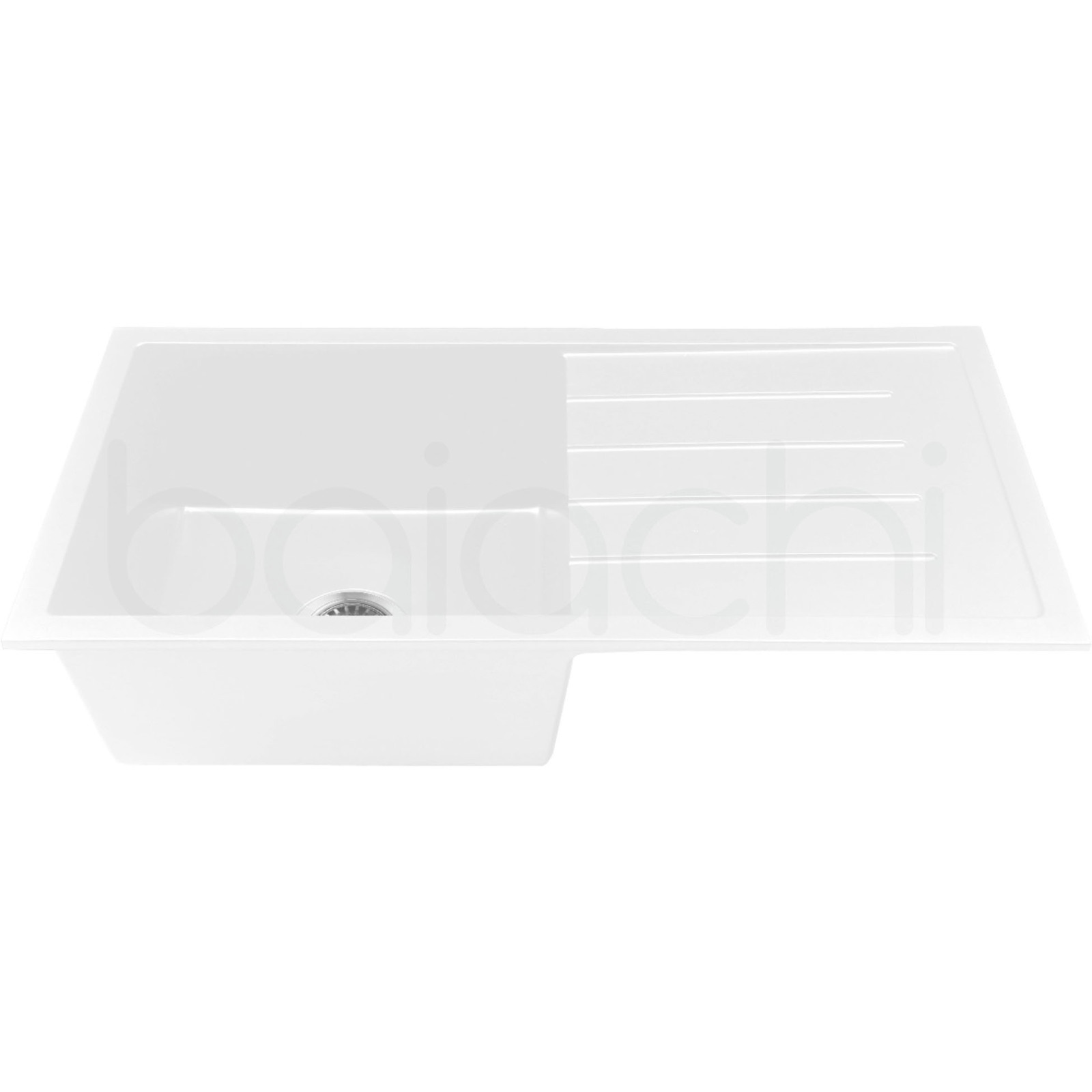 Baiachi Single Bowl and Drainer Granite Kitchen Sink White