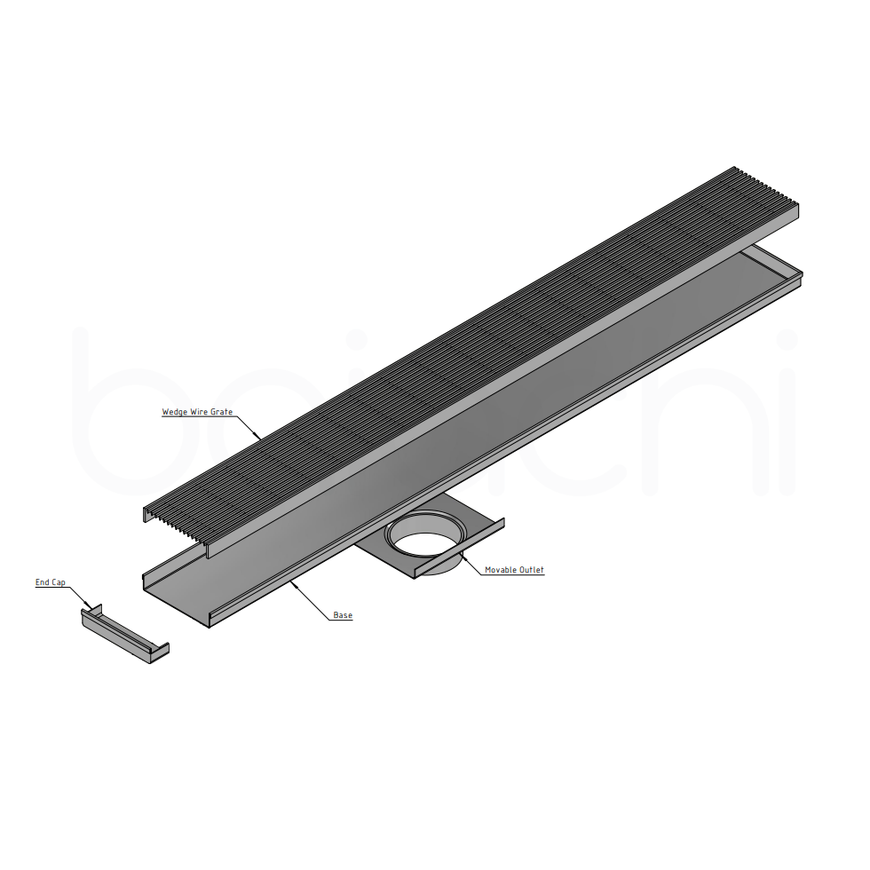 901-1200x115mm Linear Heelguard Adjustable Floor Waste Matte Black