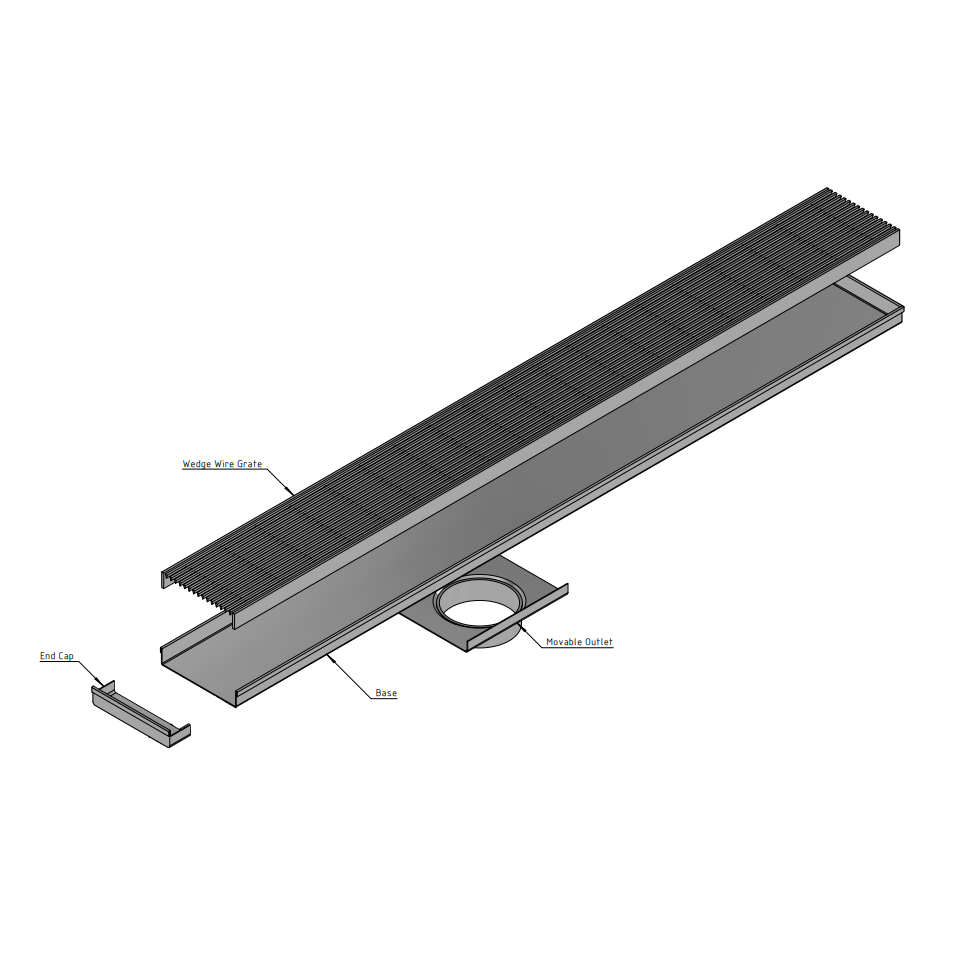 901-1200x115mm Linear Heelguard Adjustable Floor Waste Stainless Steel