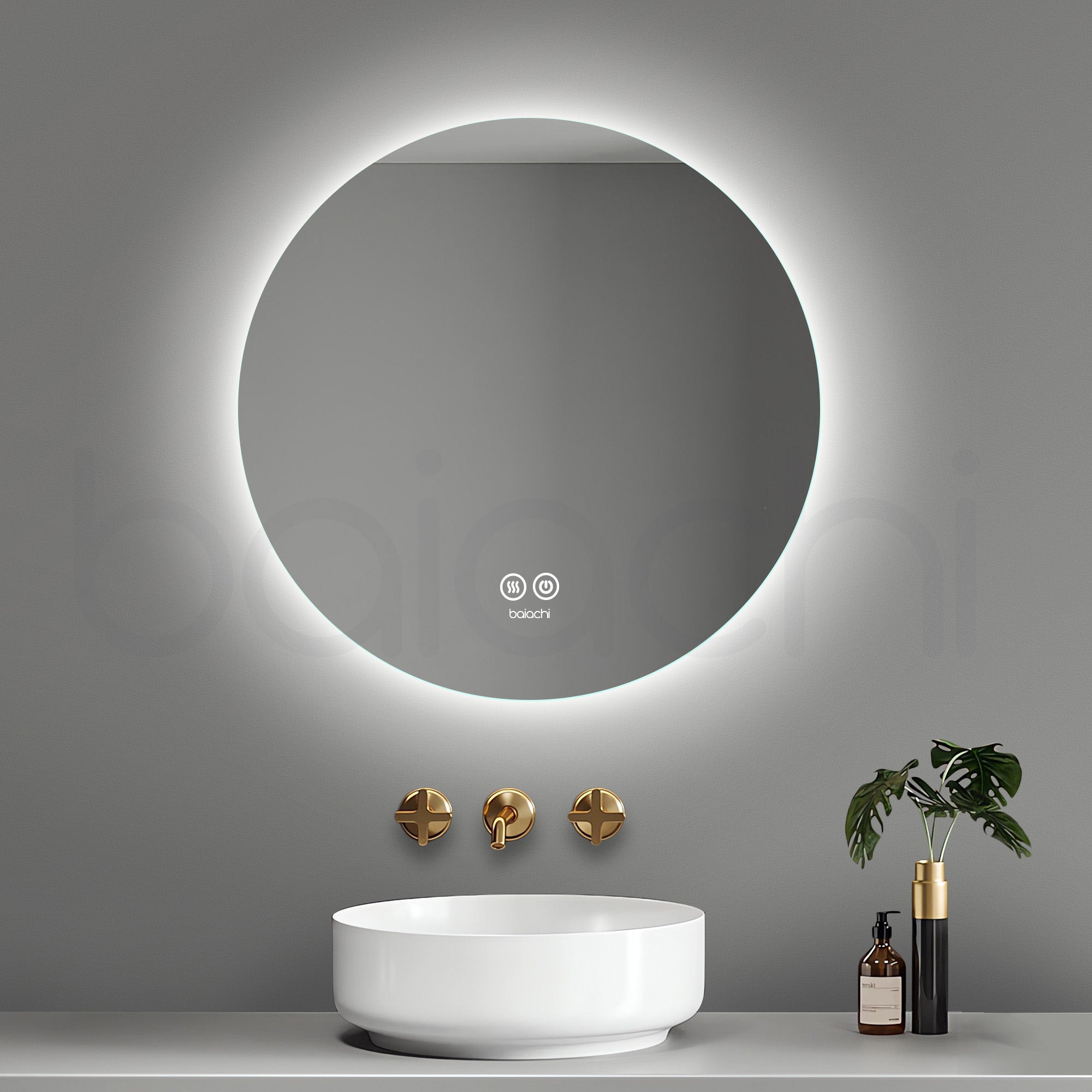 Baiachi LED Round 600mm Backlit Anti-Fog Mirror