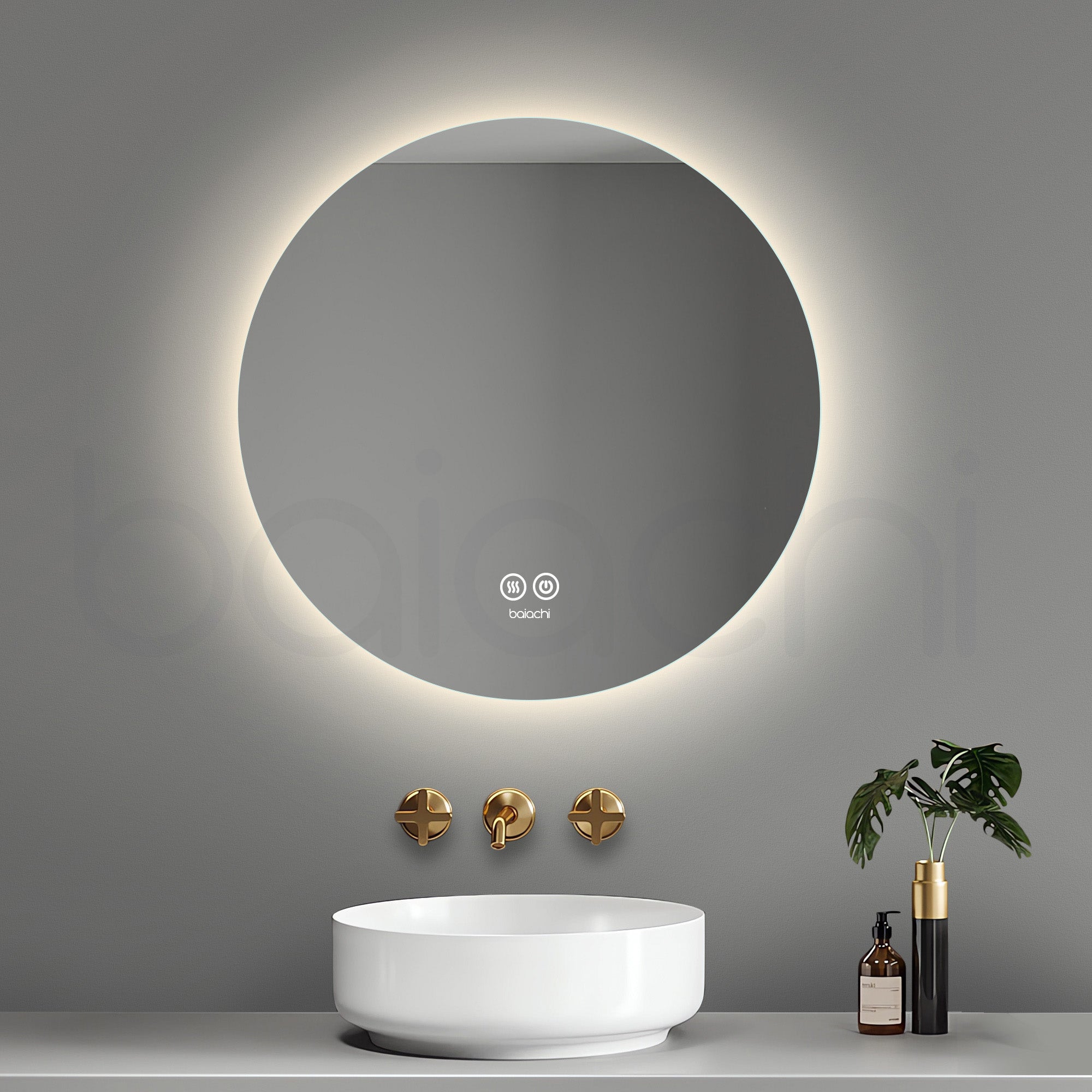 Baiachi LED Round 600mm Backlit Anti-Fog Mirror