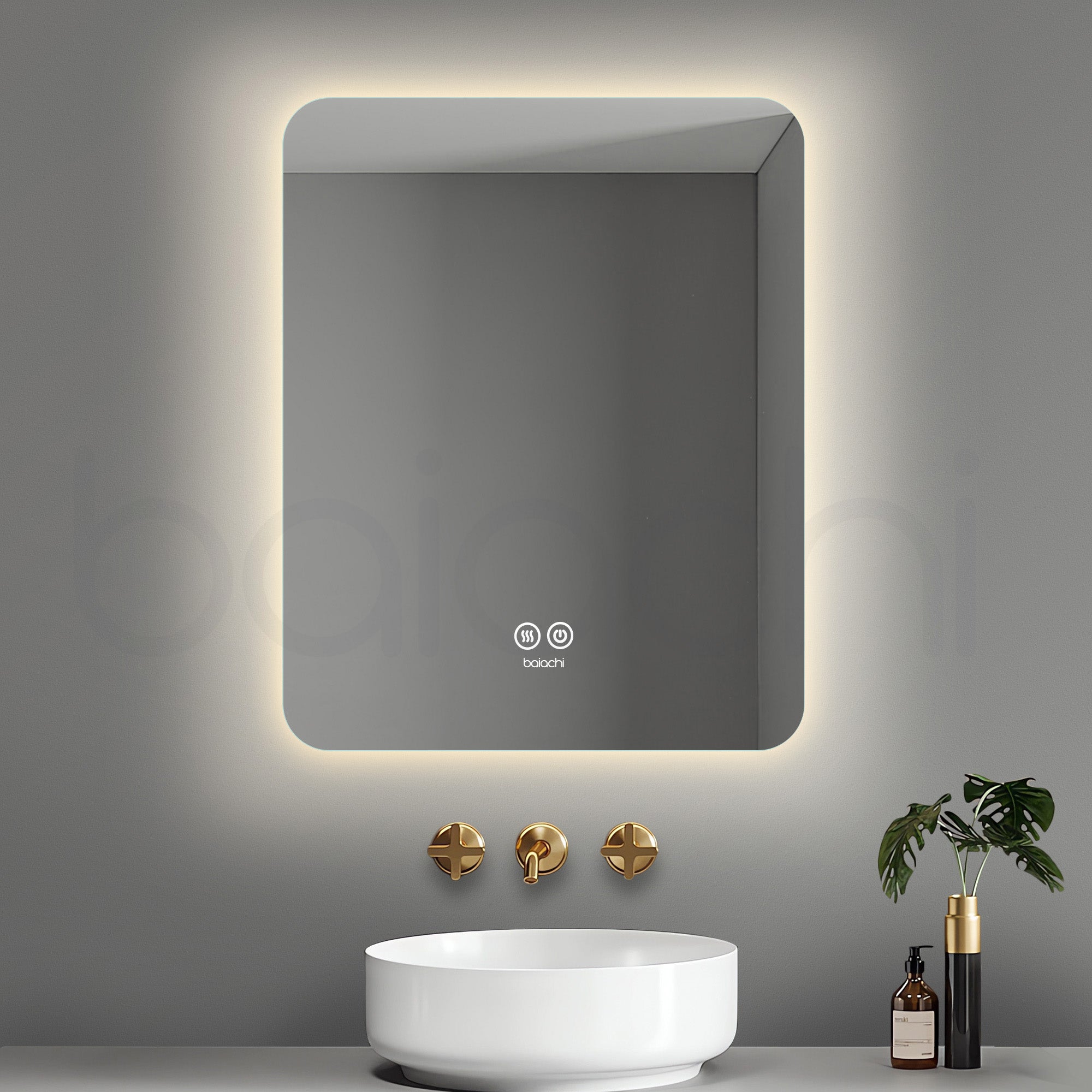 Baiachi LED Square 600x750mm Backlit Anti-Fog Mirror