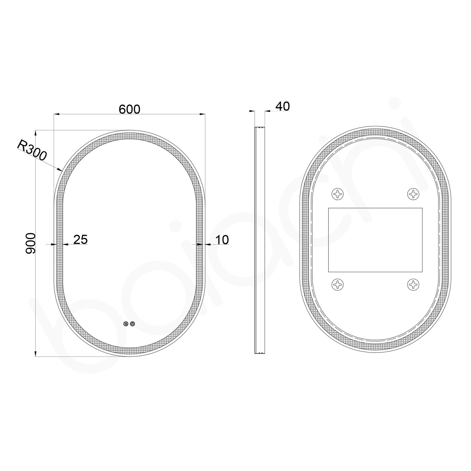 Baiachi Cora LED Oval 600mmx900mm Frame Mirror Brushed Silver