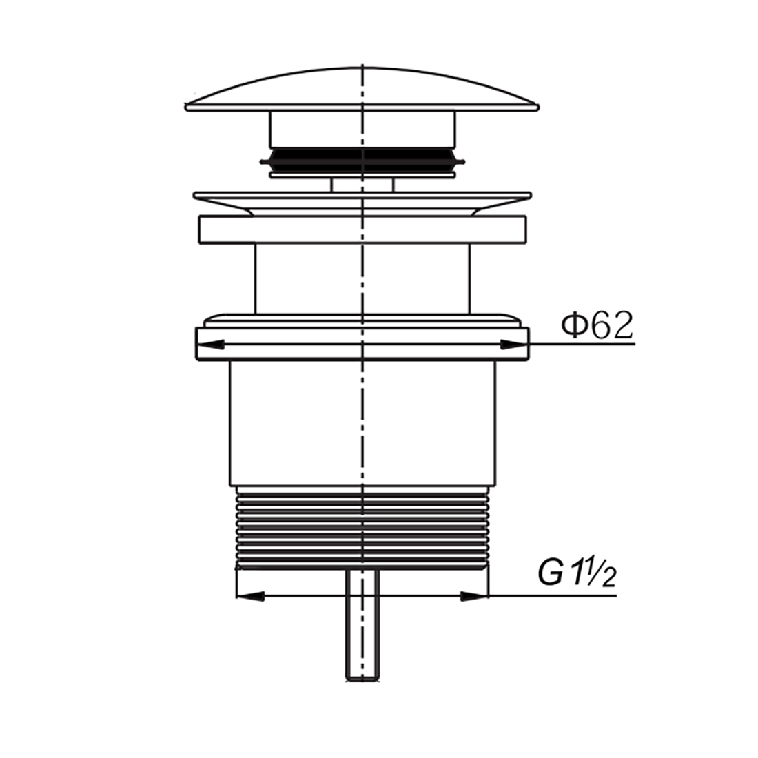 Dome Pop Up Waste Universal 40mm Gun Metal