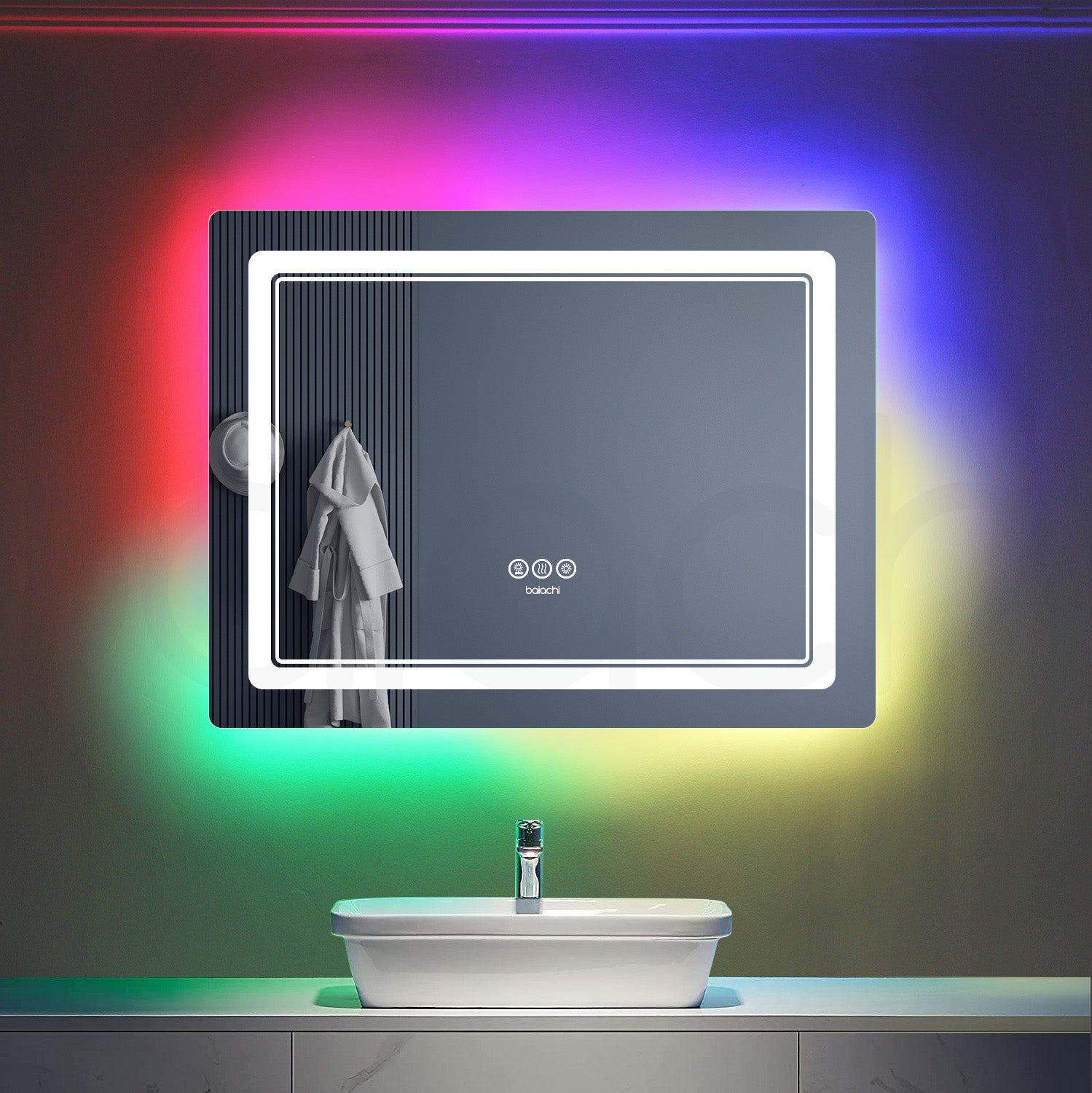 Baiachi LED Square 900x700mm RGB Anti-Fog Mirror