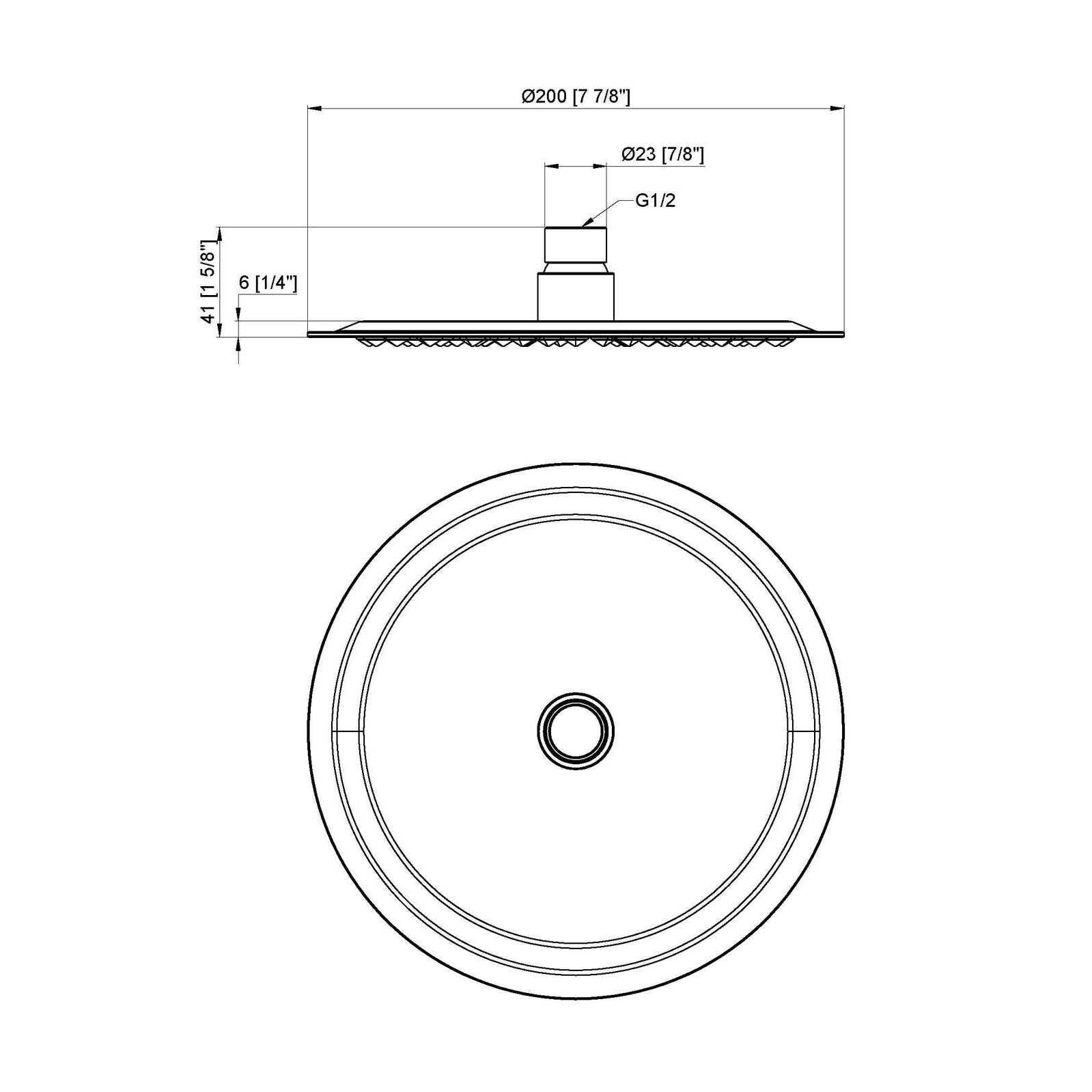 Moreton Round Stainless Steel Shower Head 200mm Matte Black