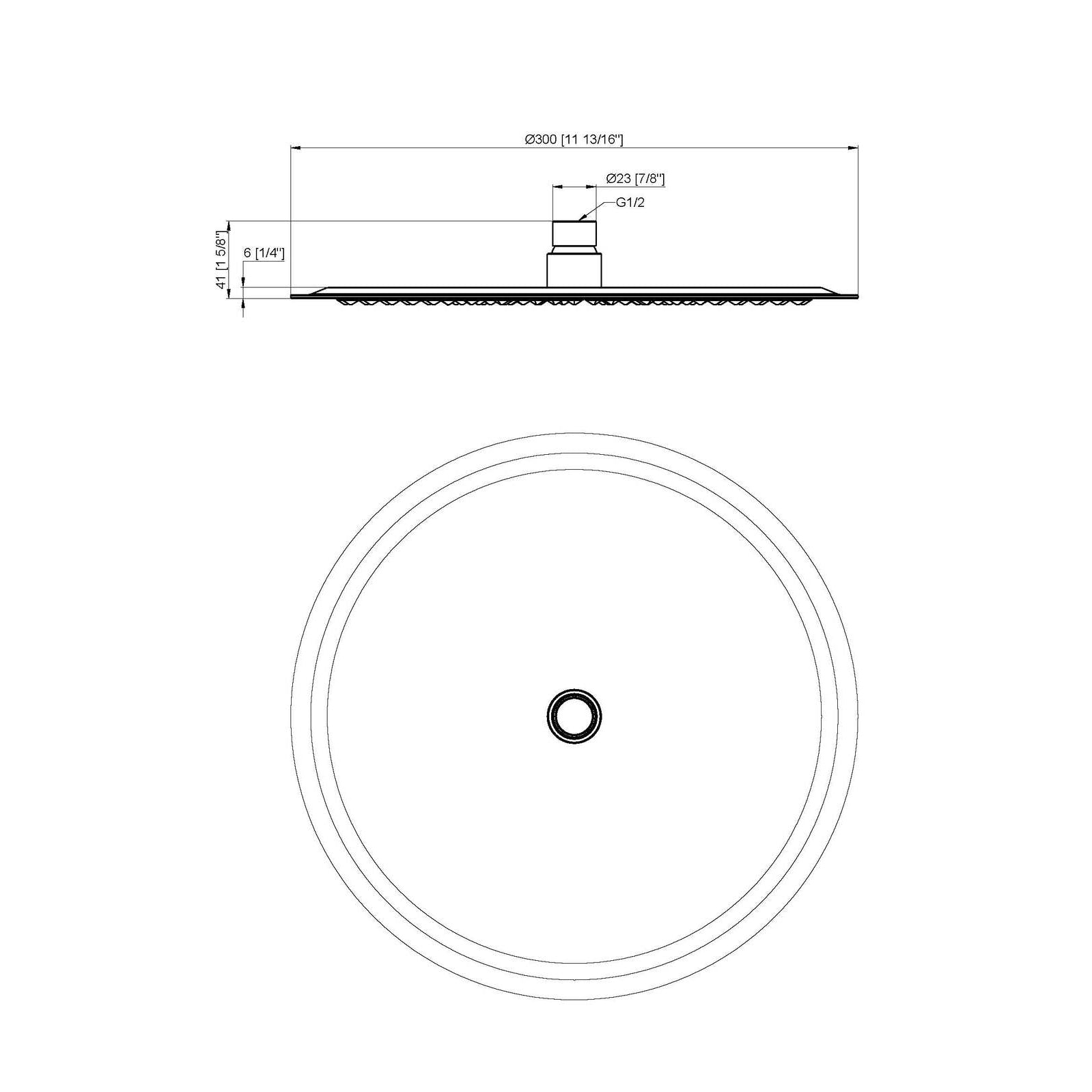 Moreton Round Stainless Steel Shower Head 300mm Matte Black