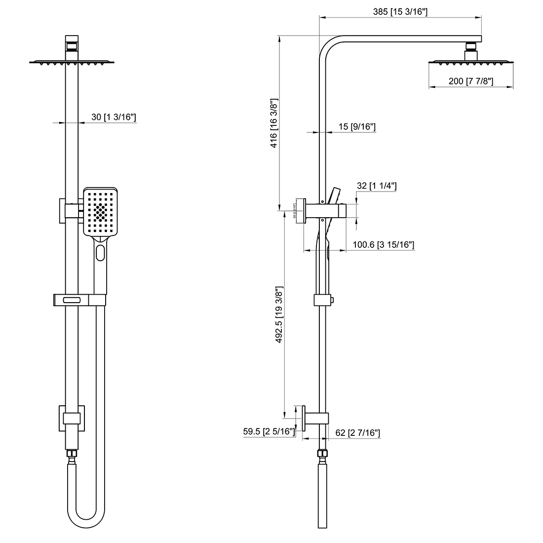 Mackenzie Square Multi Function Shower Chrome