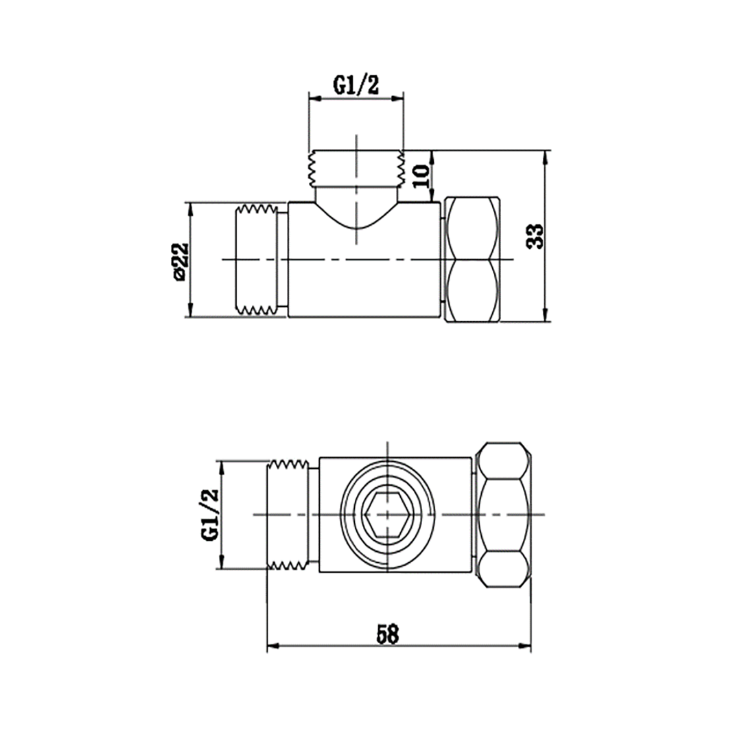 1/2 Union BSP FMM Thread Tee Type 3 Way Brass Pipe Fitting Adapter Coupler Connector Brushed Gold