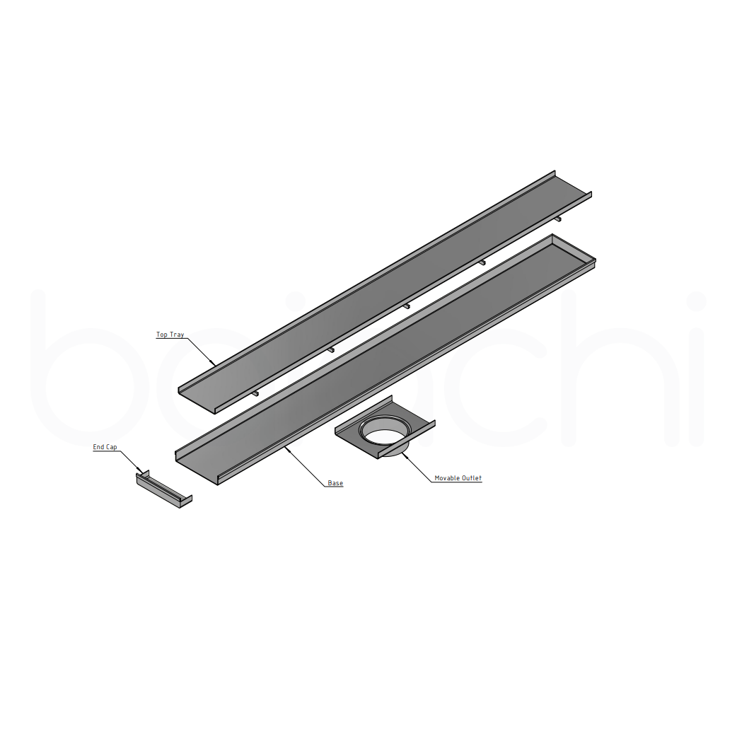 901-1200x115mm Linear Tile Insert Adjustable Floor Waste Gun Metal