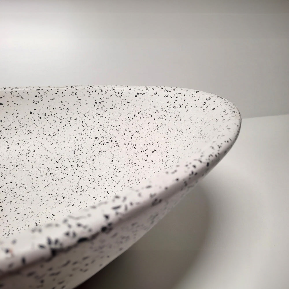 Spring Hill Designs Serica Teardrop Above Counter Concrete Basin White Terrazzo Black Aggregate