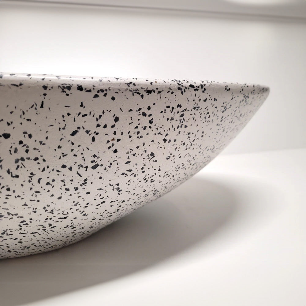 Spring Hill Designs Serica Teardrop Above Counter Concrete Basin White Terrazzo Black Aggregate