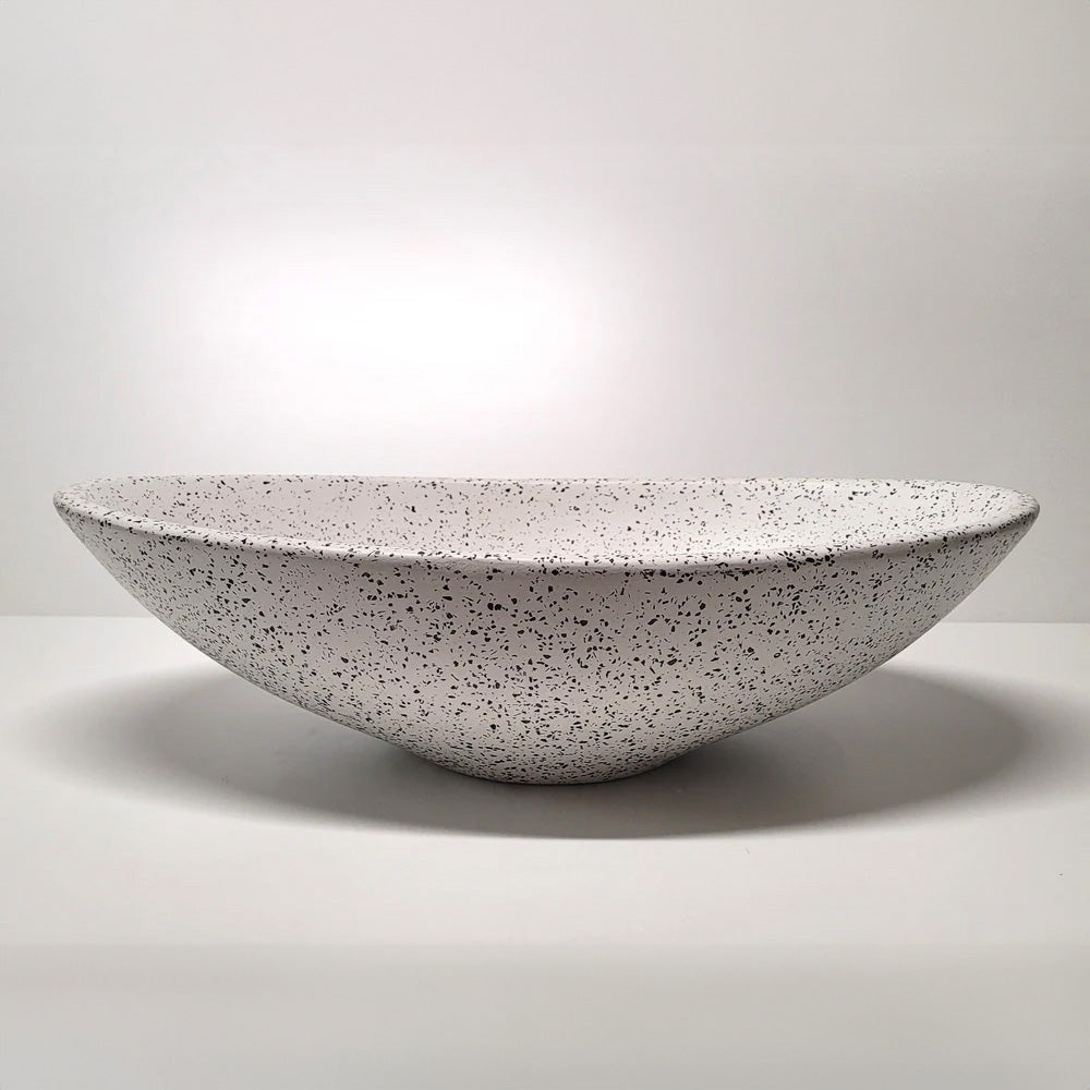 Spring Hill Designs Serica Teardrop Above Counter Concrete Basin White Terrazzo Black Aggregate