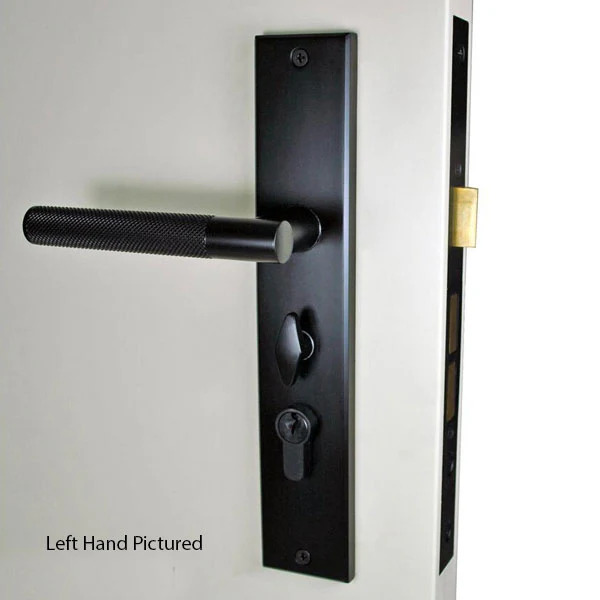 Mediterranean Domici Knurled Lever Range Entrance Door Lock Left Side Matte Black