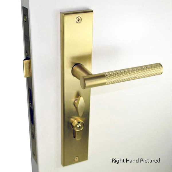 Mediterranean Domici Knurled Lever Range Entrance Door Lock Right Side Satin Brass