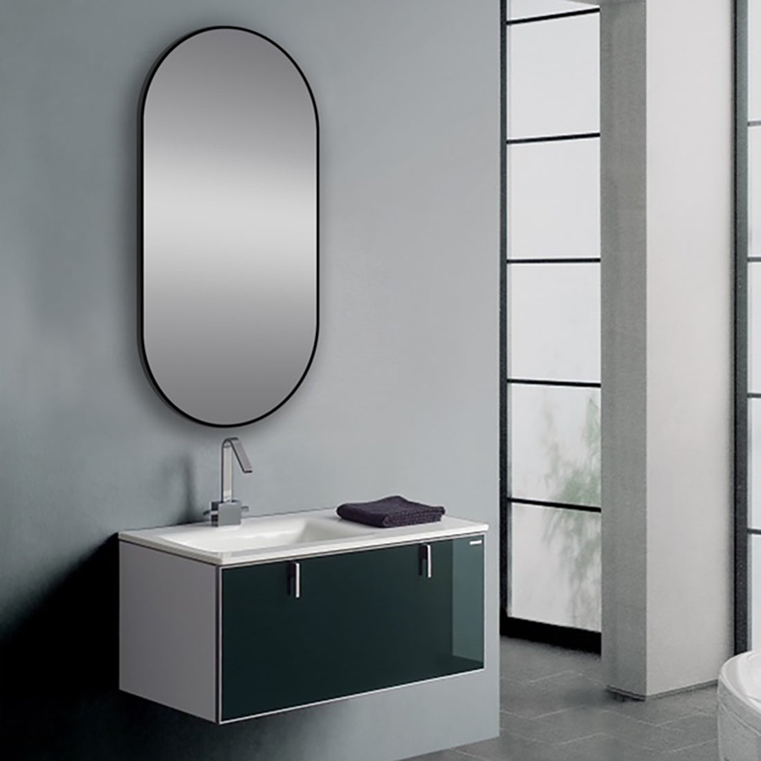 Cora Rectangle Stainless Steel Frame Mirror Matte Black