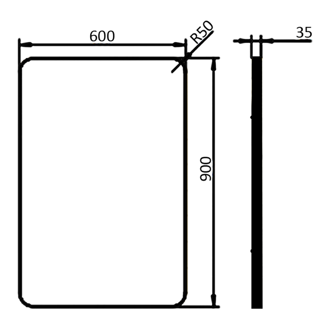 Eden Rectangle Stainless Steel Frame Mirror Matte Black