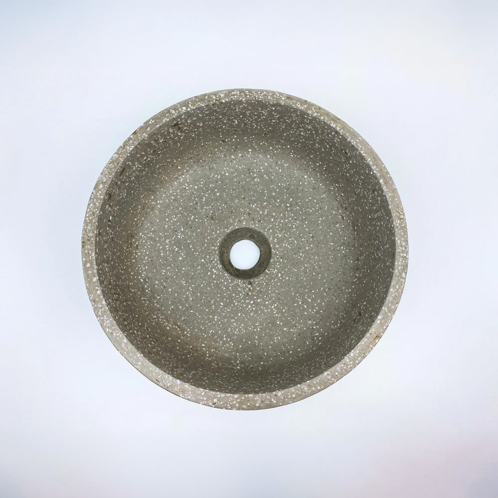 Spring Hill Designs Elios Circular Above Counter Concrete Basin Grey Terrazzo