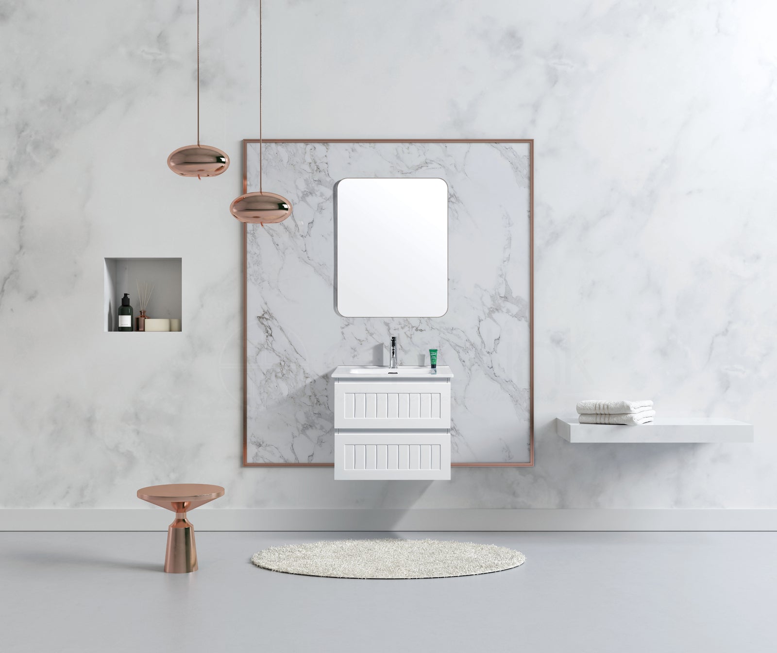 Hampton 600mm PVC Wall Hung Bathroom Vanity Cabinet