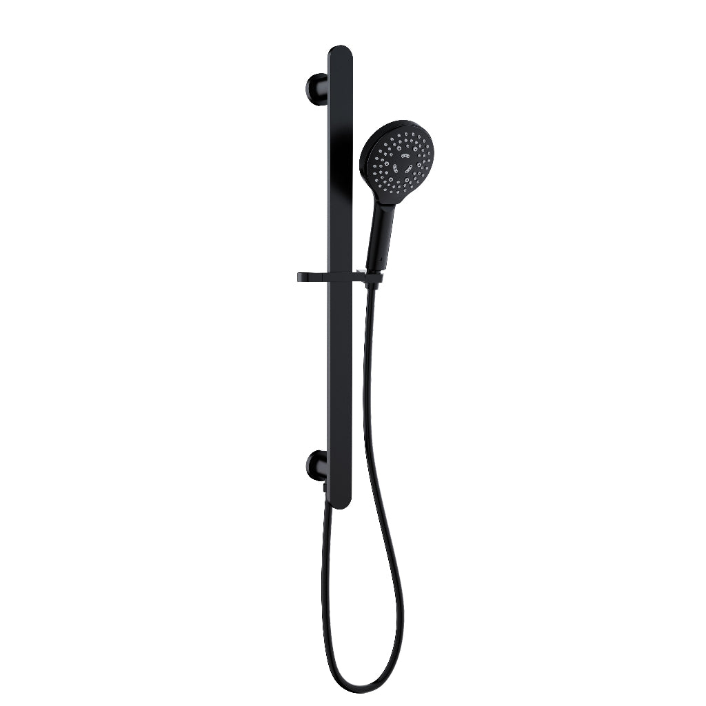 Ikon Kara Sliding Shower Rail with Integrated Water Inlet Matte Black