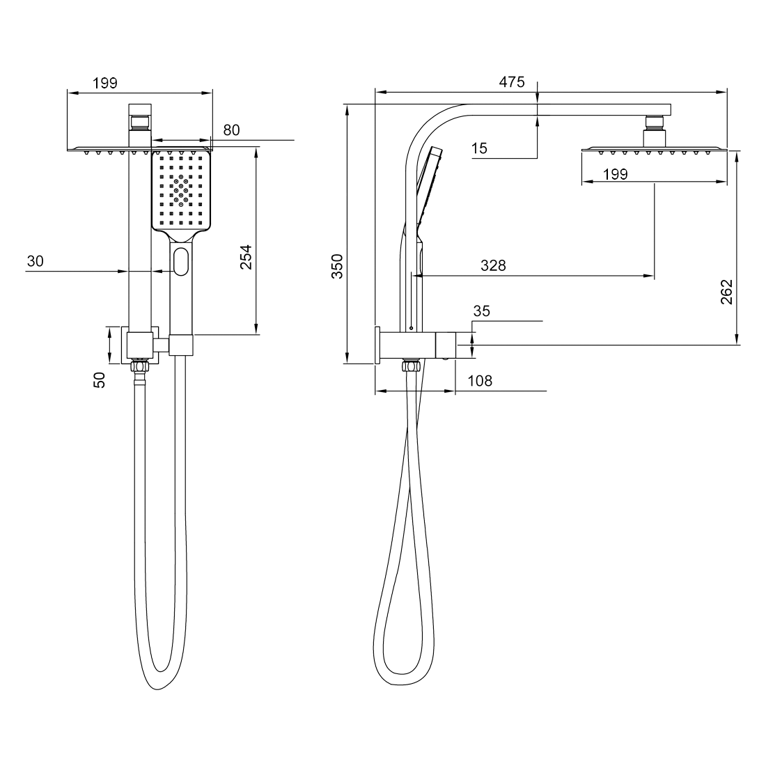 Mackenzie Square Multi Function Shower Chrome