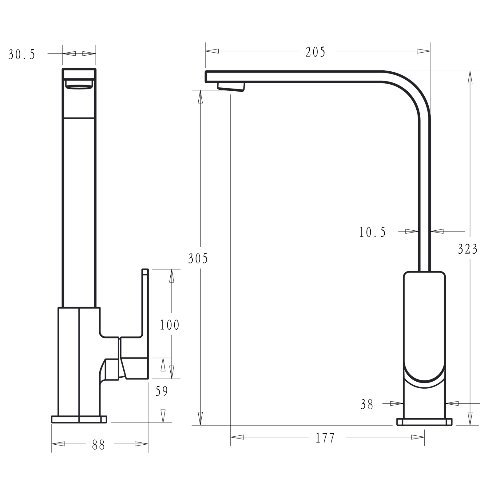 Ikon Flores Sink Mixer Matte Black