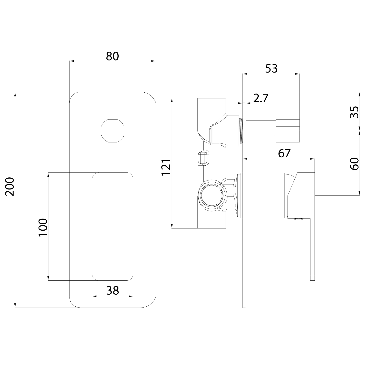 Ikon Ceram Wall Mixer With Diverter Brushed Nickel