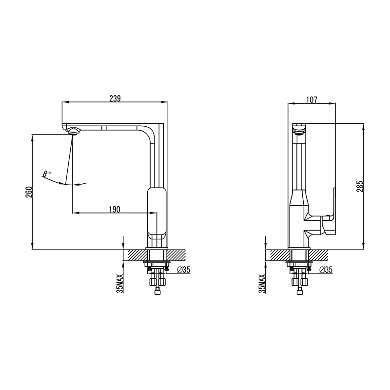 Ikon Seto Kitchen And Laundry Sink Mixer Chrome