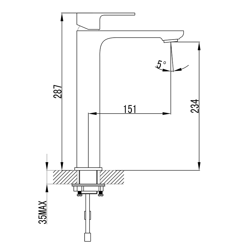 Ikon Seto High Rise Basin Mixer Matte Black