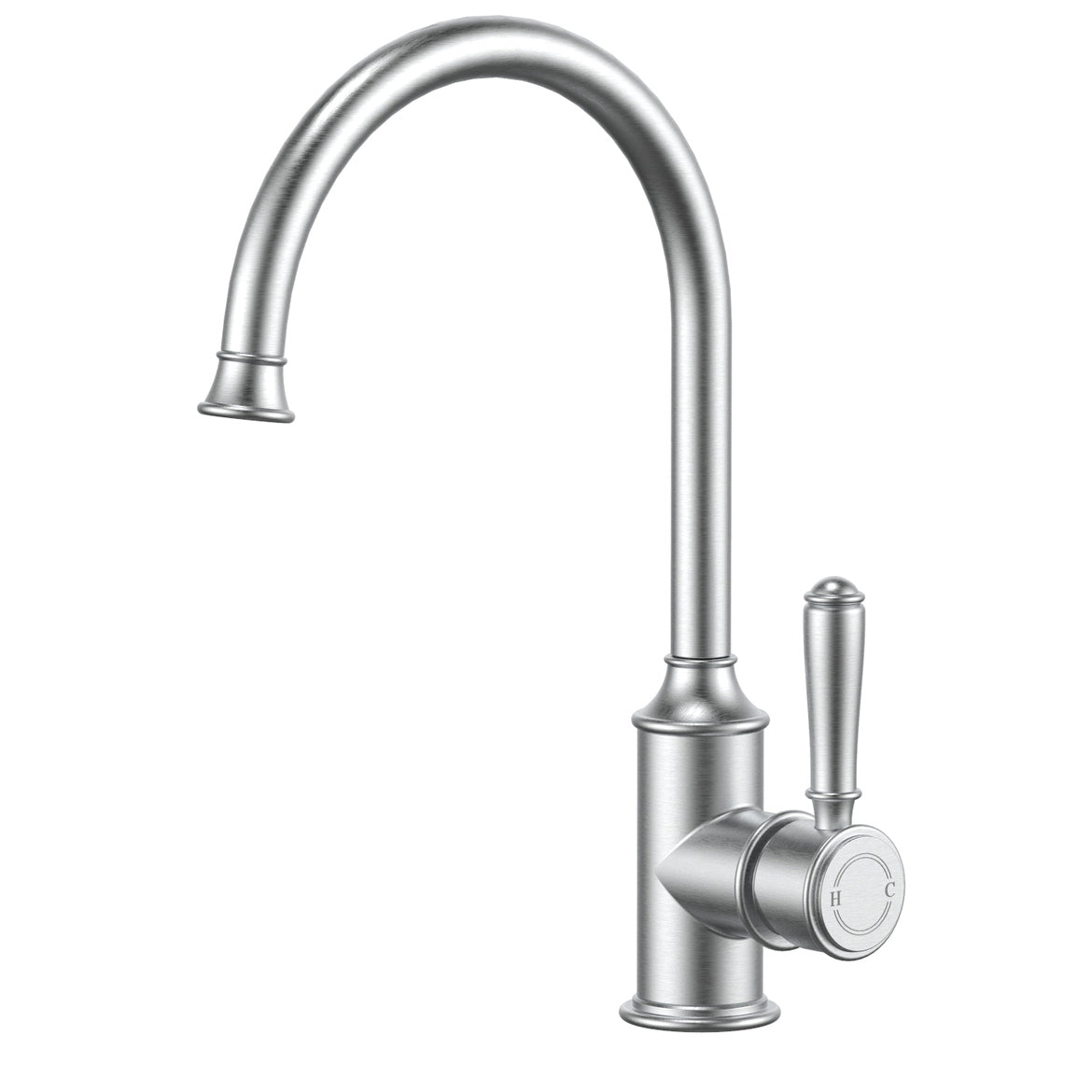 Ikon Clasico Gooseneck Sink Mixer Brushed Nickel