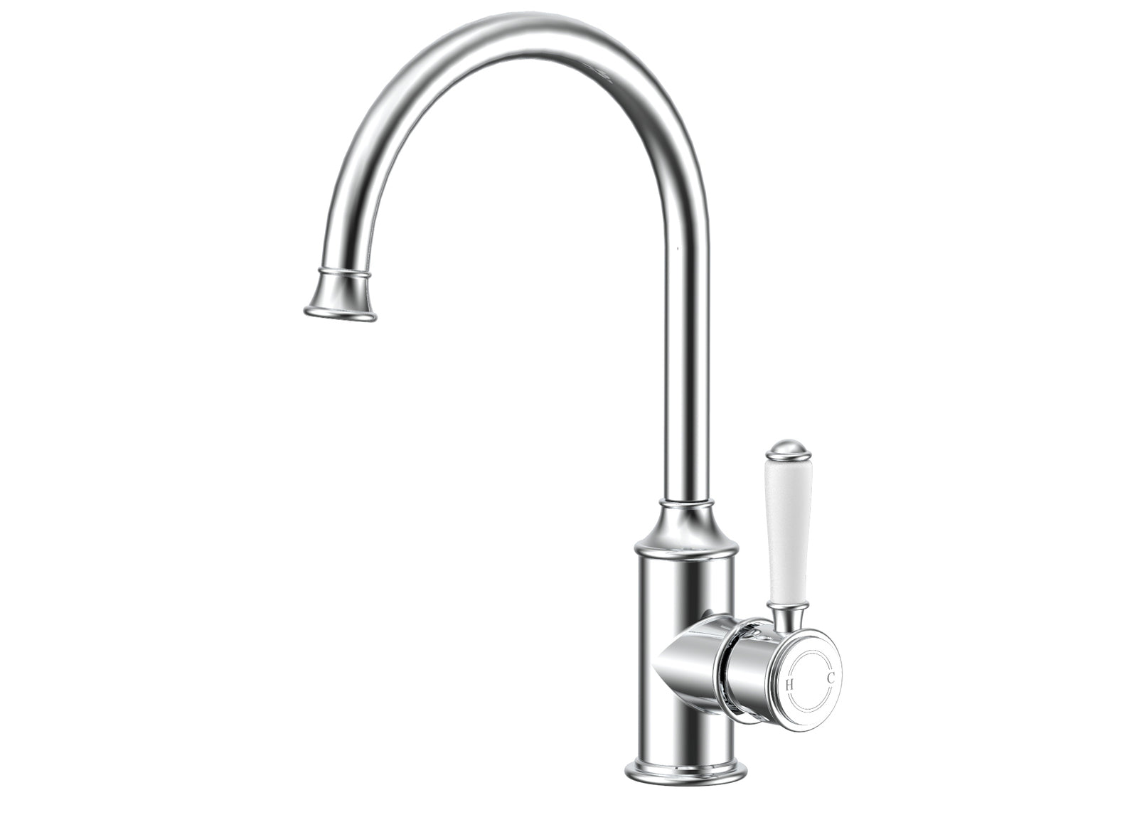 Ikon Clasico Gooseneck Sink Mixer Ceramic Handle Chrome