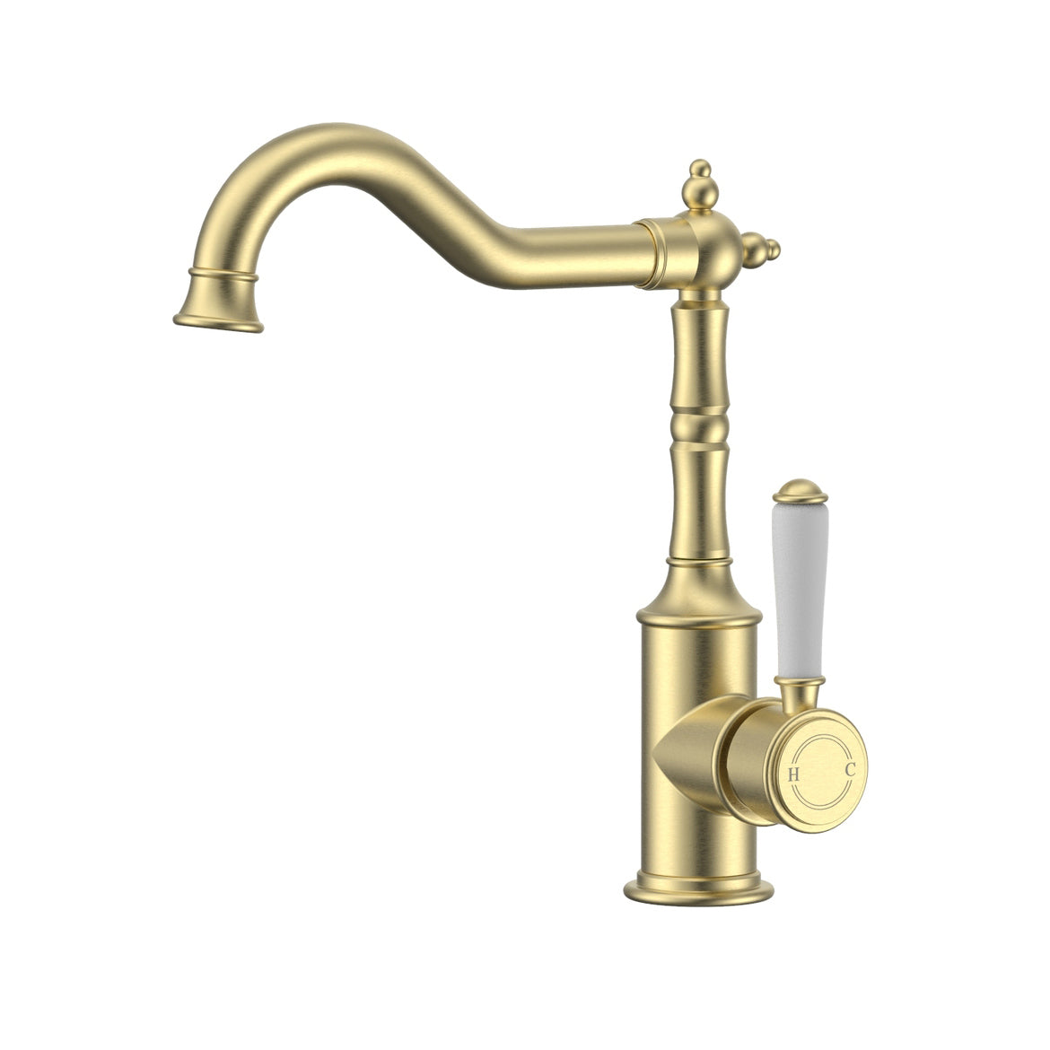 Ikon Clasico Sink Mixer Ceramic Handle Brushed Gold