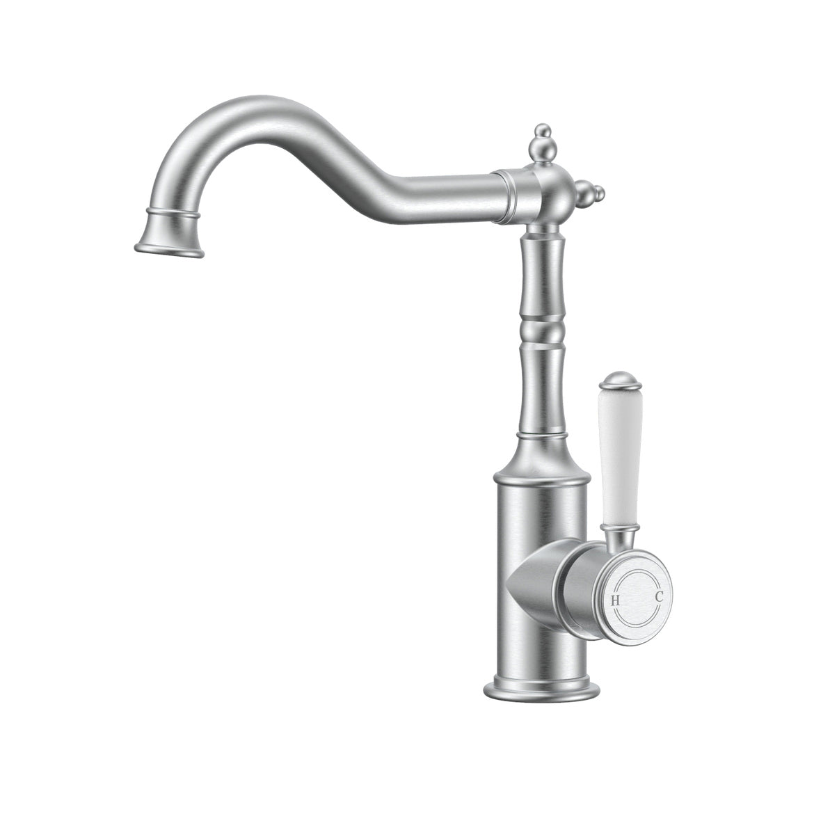 Ikon Clasico Sink Mixer Ceramic Handle Brushed Nickel