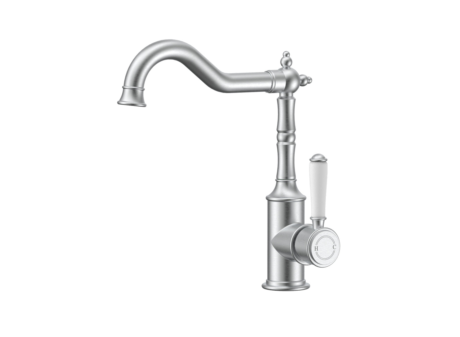 Ikon Clasico Sink Mixer Ceramic Handle Brushed Nickel