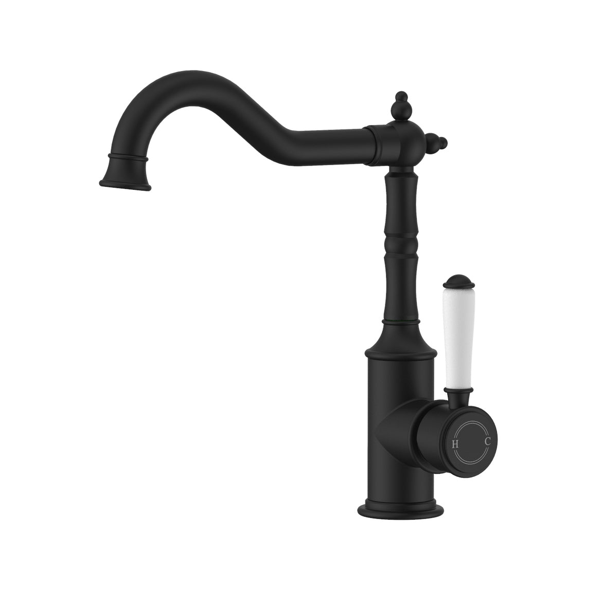 Ikon Clasico Sink Mixer Ceramic Handle Matte Black