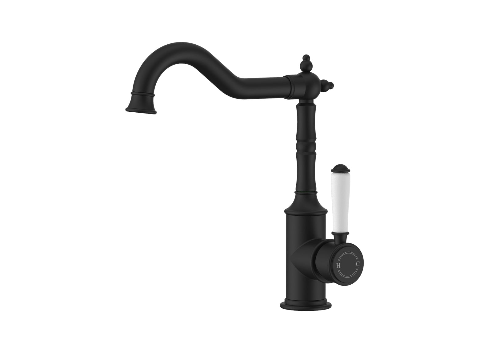 Ikon Clasico Sink Mixer Ceramic Handle Matte Black