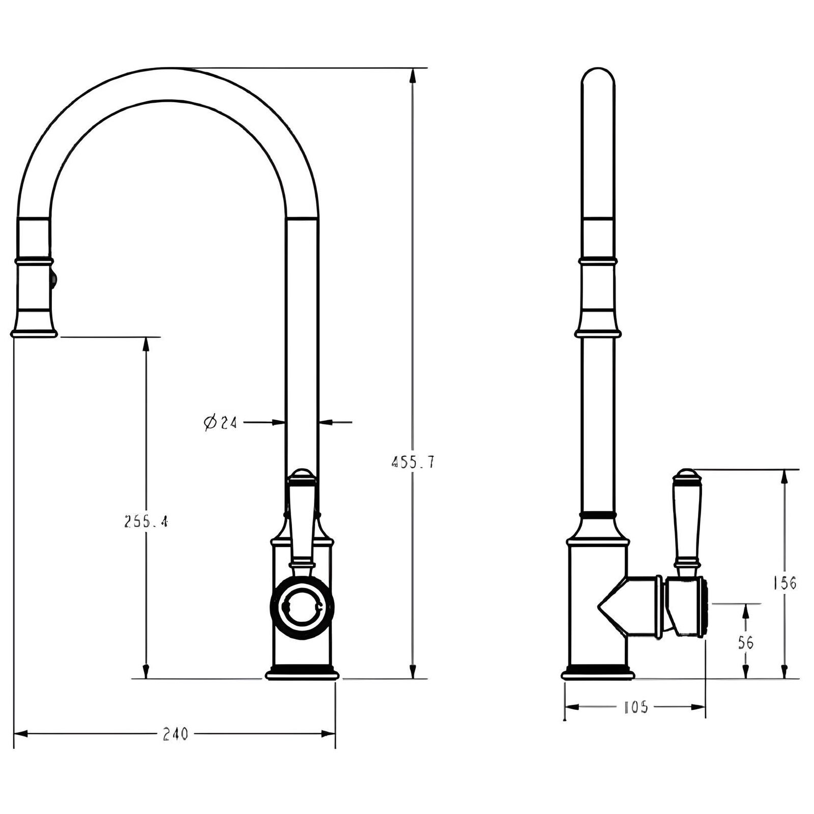 Ikon Clasico Pull Out Sink Mixer Ceramic Handle Brushed Nickel