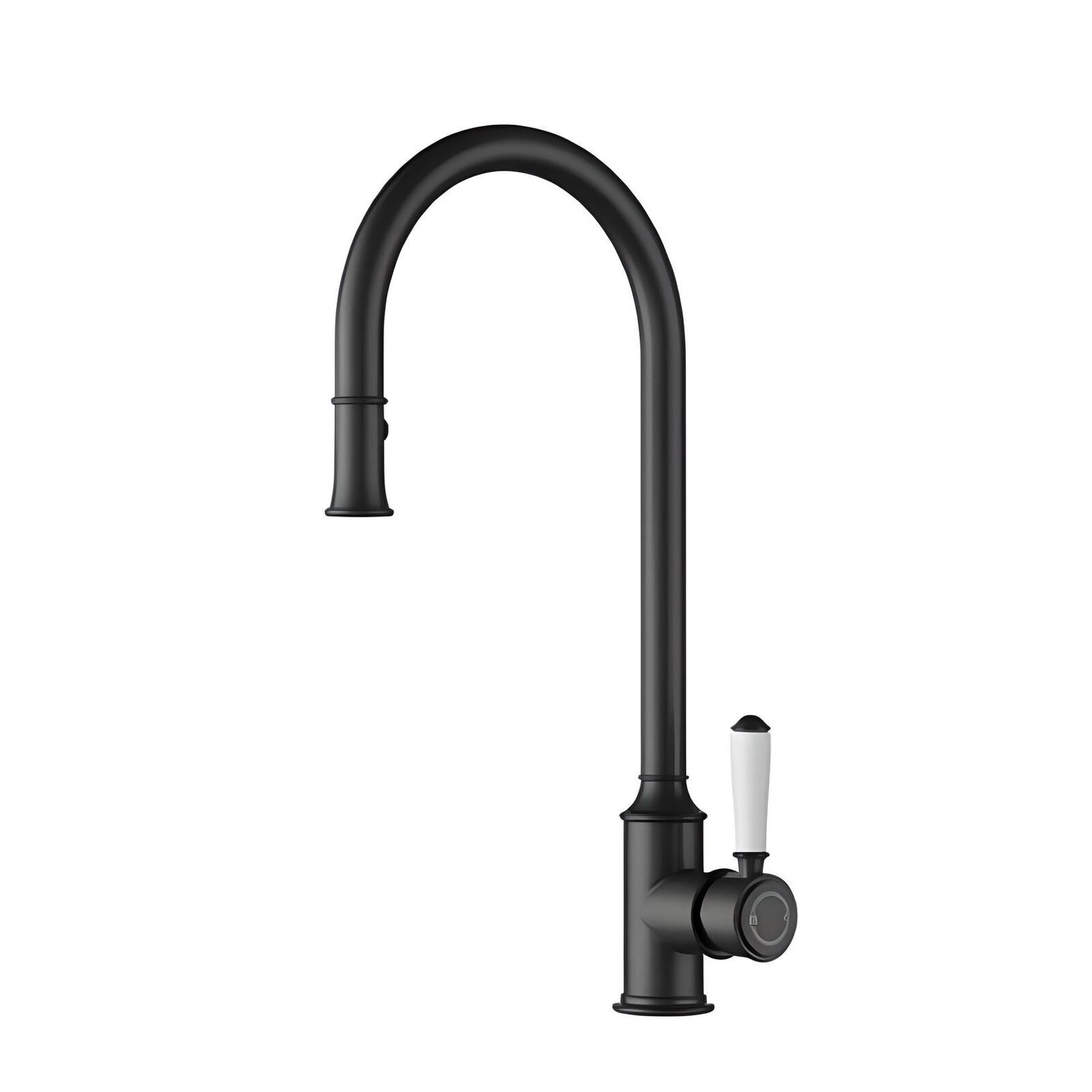 Ikon Clasico Pull Out Sink Mixer Ceramic Handle Matte Black