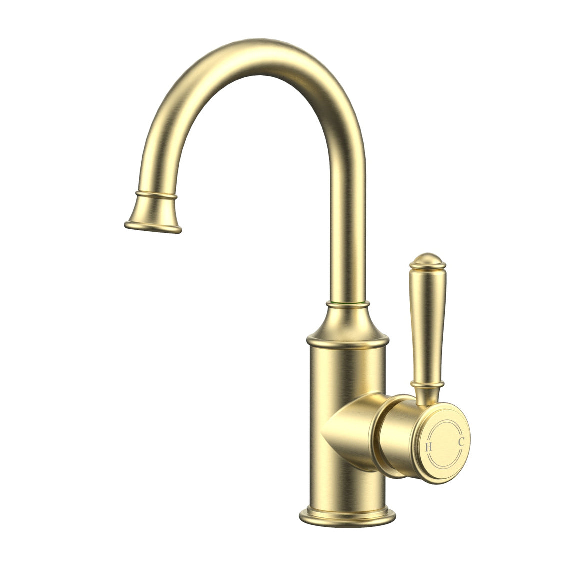 Ikon Clasico Gooseneck Basin Mixer Brushed Gold